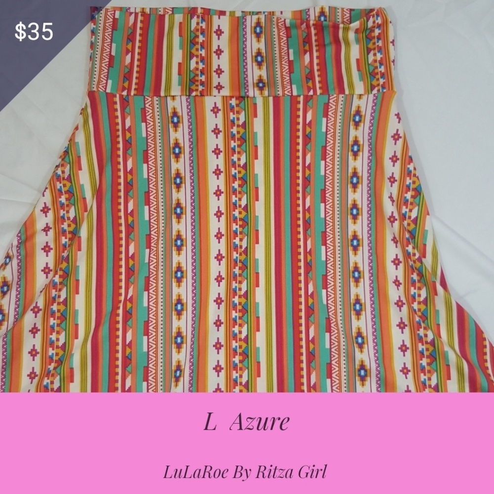 NWT LuLaRoe Azure Aztec A-Line Skirt size Large